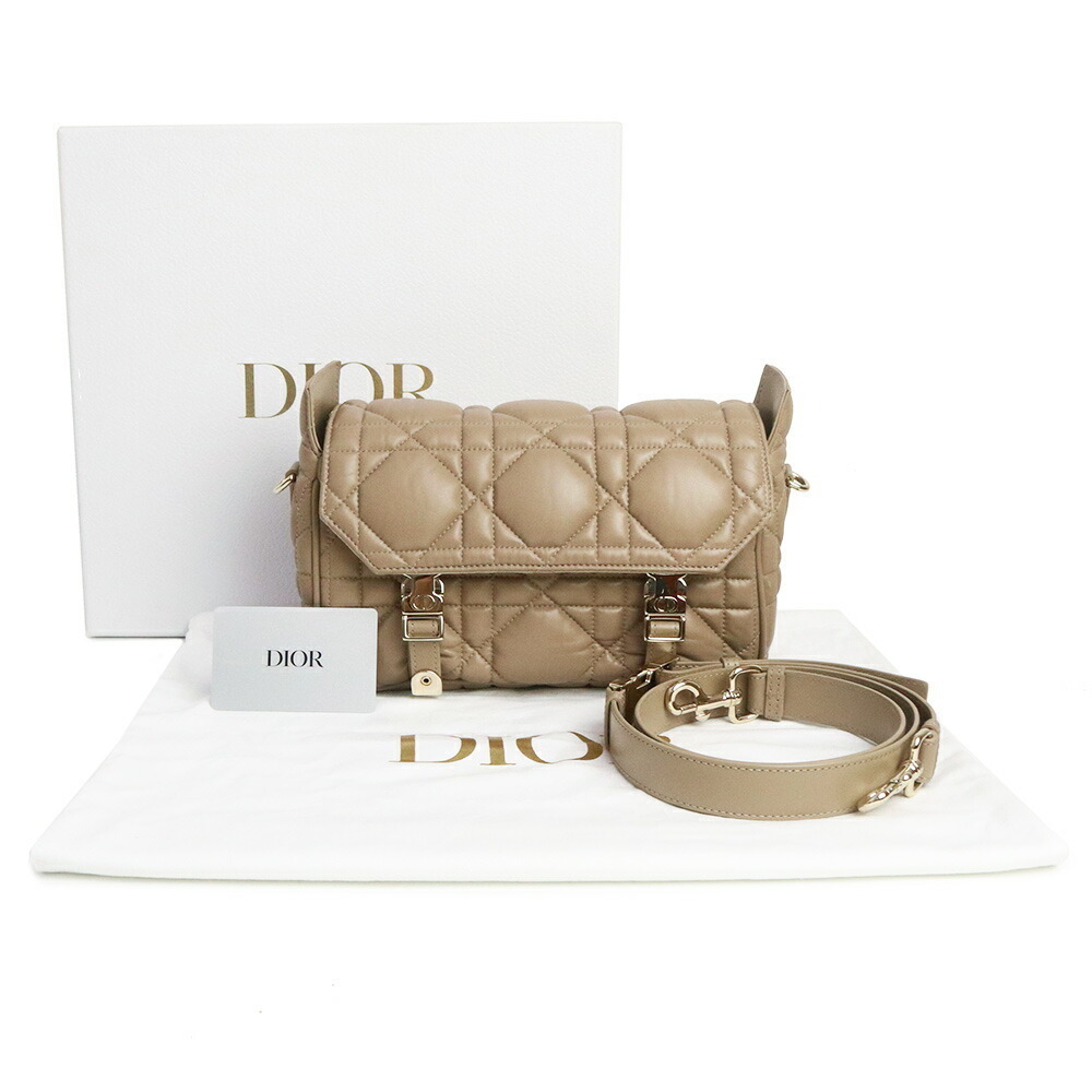 Dior Cannage Beige Shoulder CAMP Messenger Christian Leather Bag Tan Calfskin - Picture 1 of 12